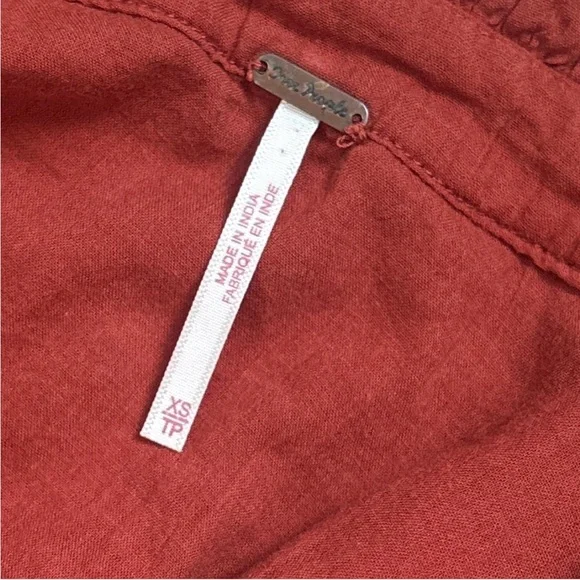 Free People Rust Lace Button-Up Blouse - Picture 6 of 7